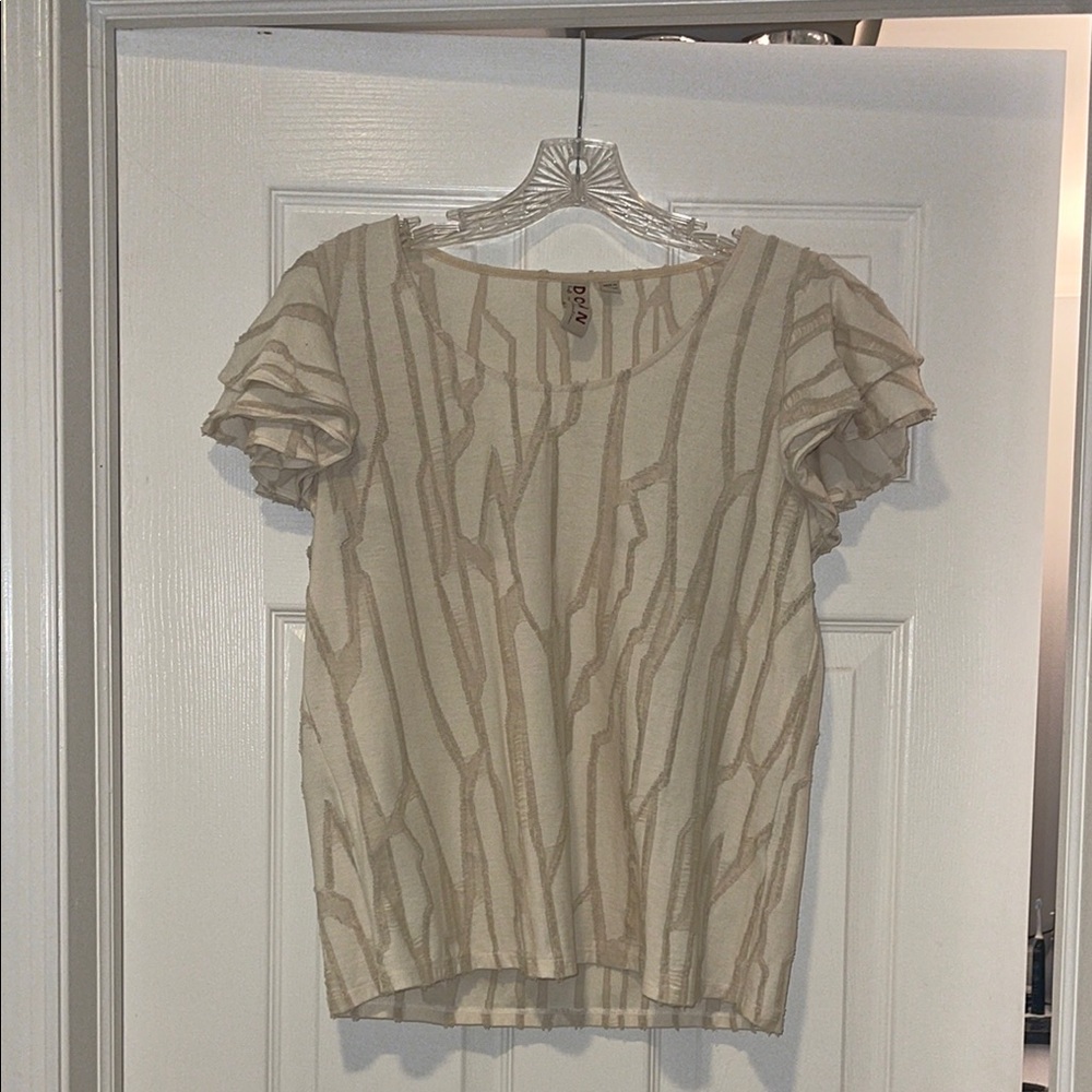 Anthropologie Dolan Blouse with Flutter Sleeves and Unique Textured Pattern